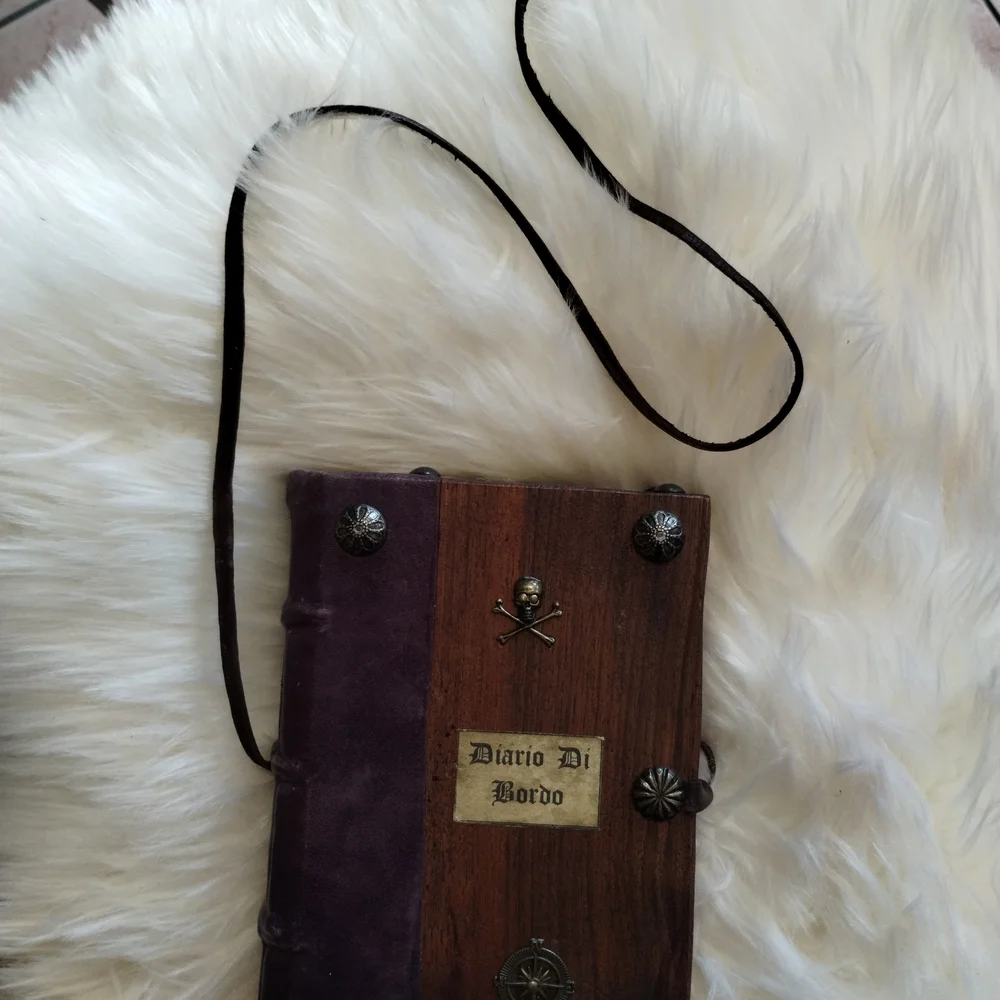 Vintage Brown Leather Shipwood Pirate Style Journal